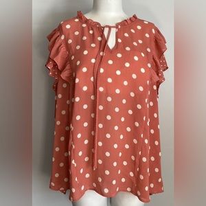 3XL Pink with White Polka Dot Blouse for Perch by Blu-Pepper